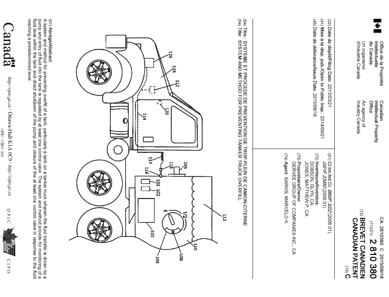 Document de brevet canadien 2810380. Page couverture 20141222. Image 1 de 1