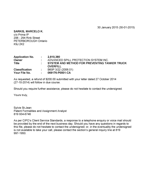 Canadian Patent Document 2810380. Correspondence 20141230. Image 1 of 1