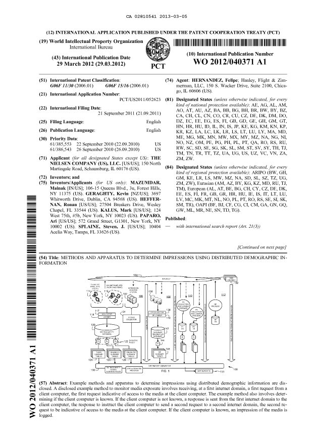 Document de brevet canadien 2810541. Abrégé 20121205. Image 1 de 2