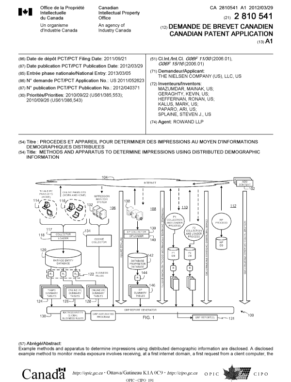 Canadian Patent Document 2810541. Cover Page 20121210. Image 1 of 2