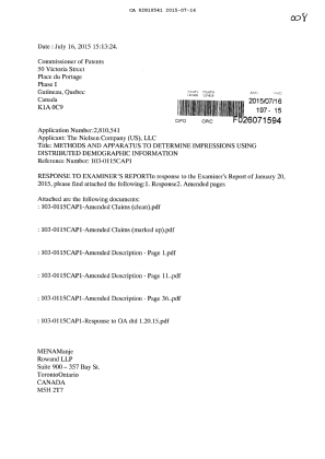 Document de brevet canadien 2810541. Poursuite-Amendment 20141216. Image 1 de 73