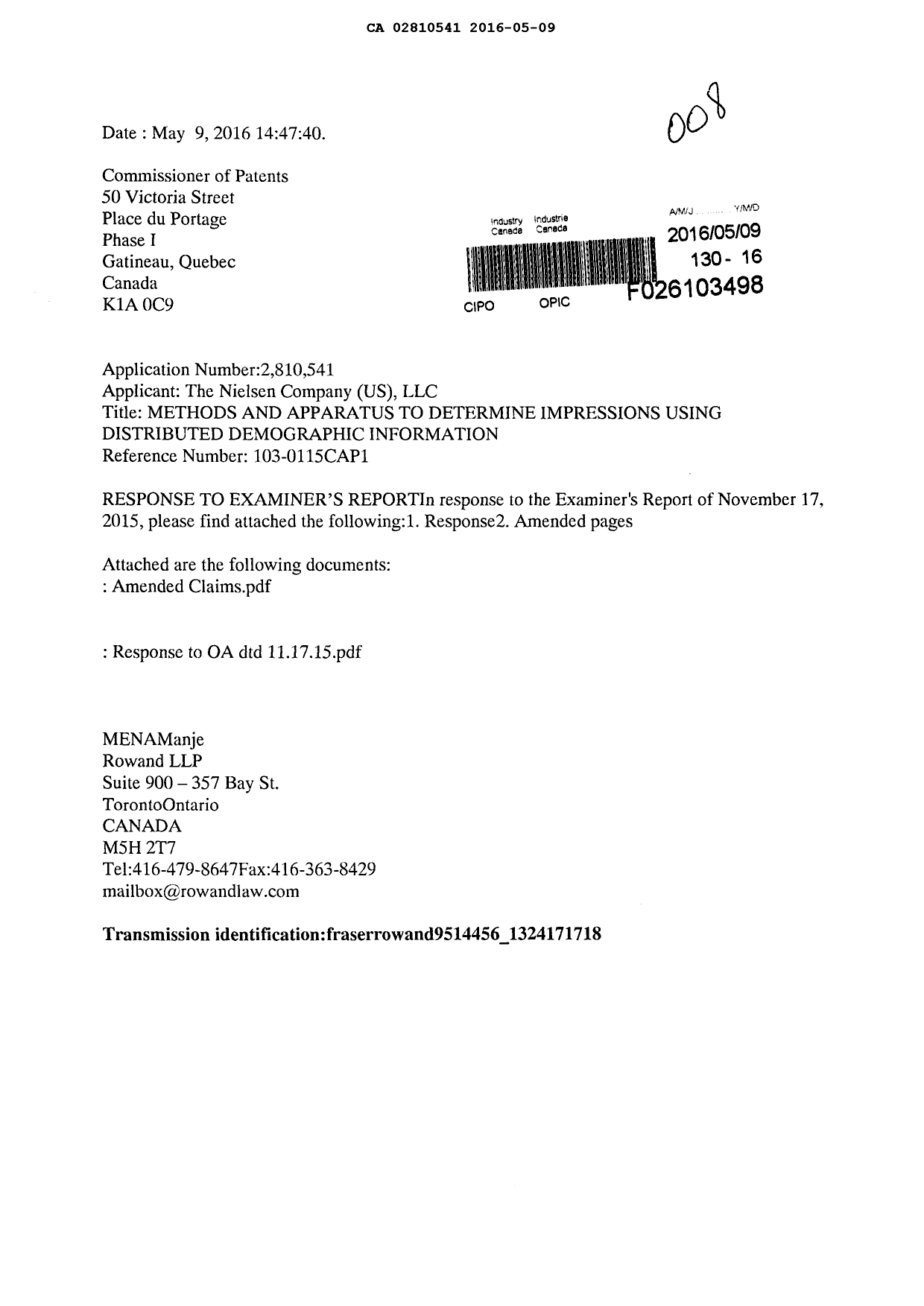 Canadian Patent Document 2810541. Prosecution-Amendment 20151209. Image 1 of 25