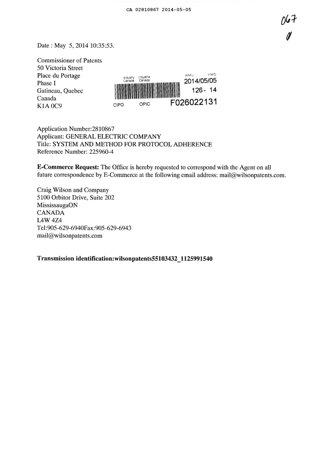 Canadian Patent Document 2810867. Correspondence 20131205. Image 1 of 1