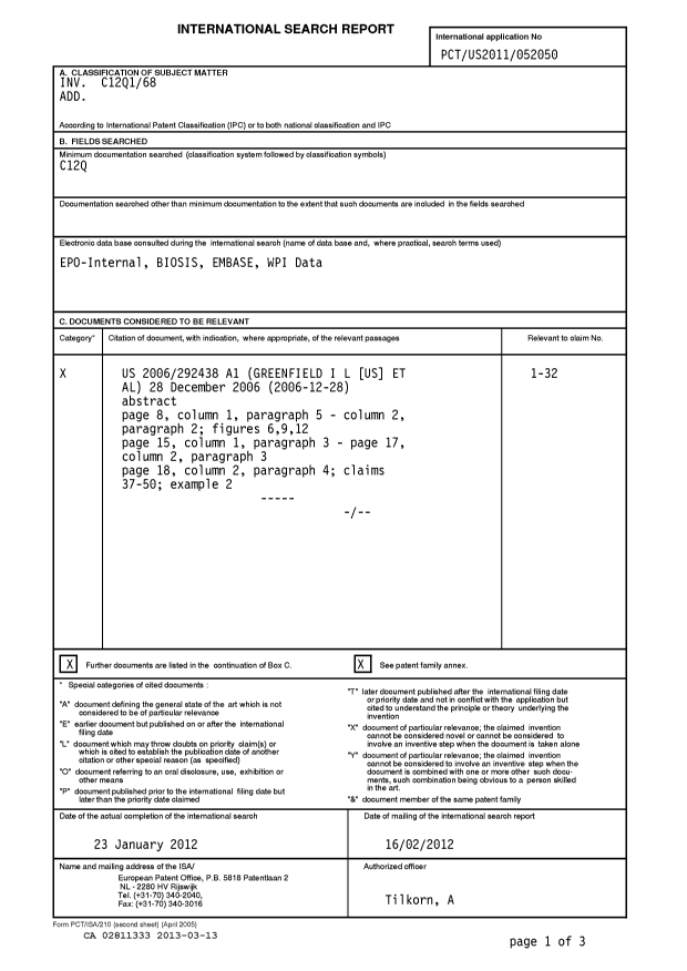 Document de brevet canadien 2811333. PCT 20130313. Image 1 de 10