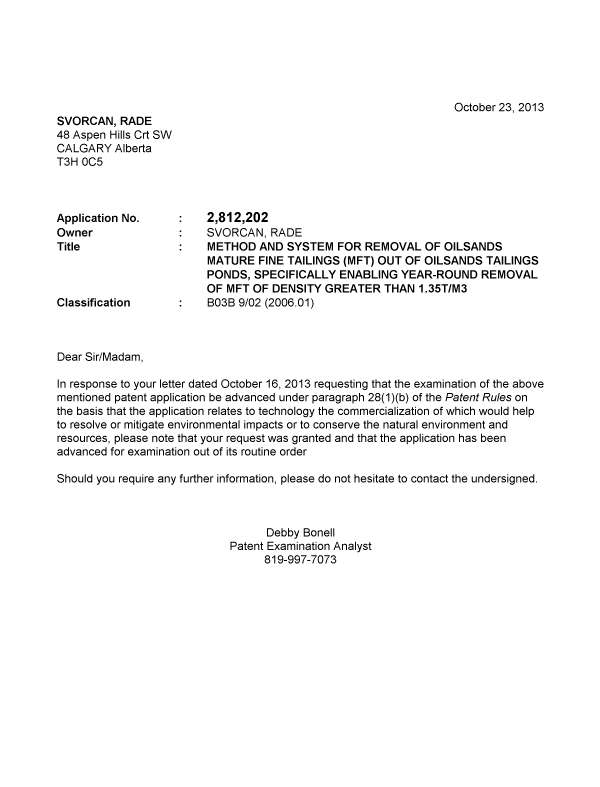 Document de brevet canadien 2812202. Poursuite-Amendment 20121223. Image 1 de 1
