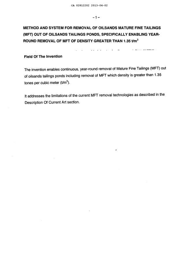 Document de brevet canadien 2812202. Description 20141203. Image 1 de 9