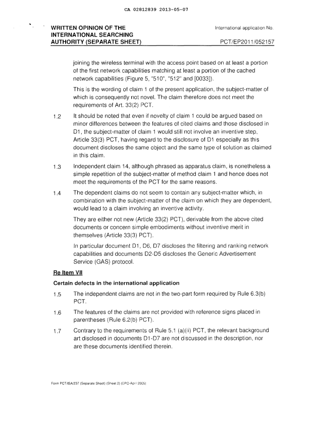 Canadian Patent Document 2812839. PCT 20130507. Image 6 of 6