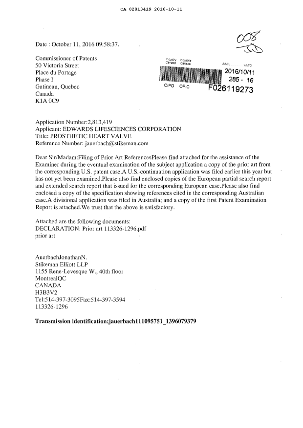 Canadian Patent Document 2813419. Prosecution-Amendment 20151211. Image 1 of 1