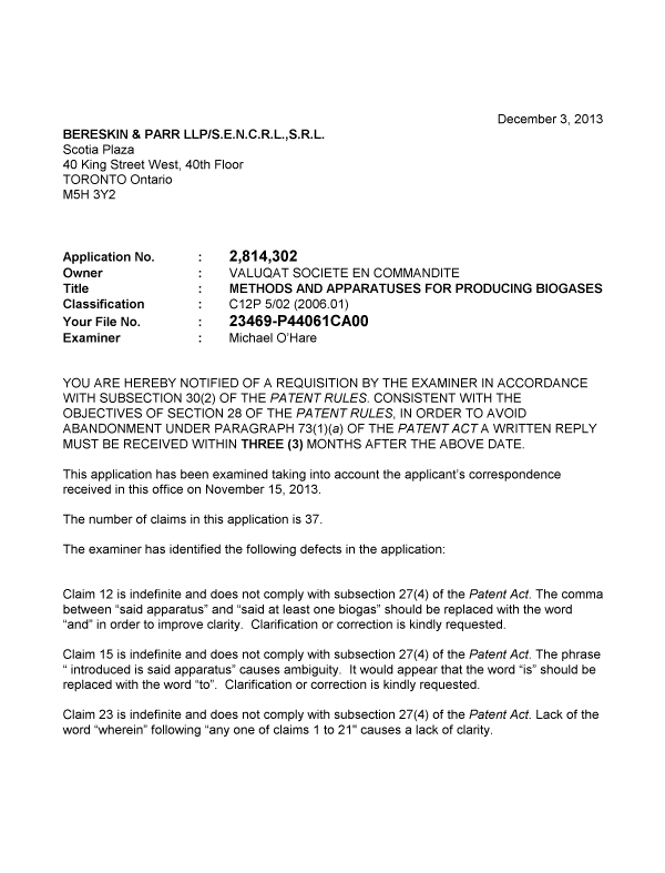 Canadian Patent Document 2814302. Prosecution-Amendment 20121203. Image 1 of 2