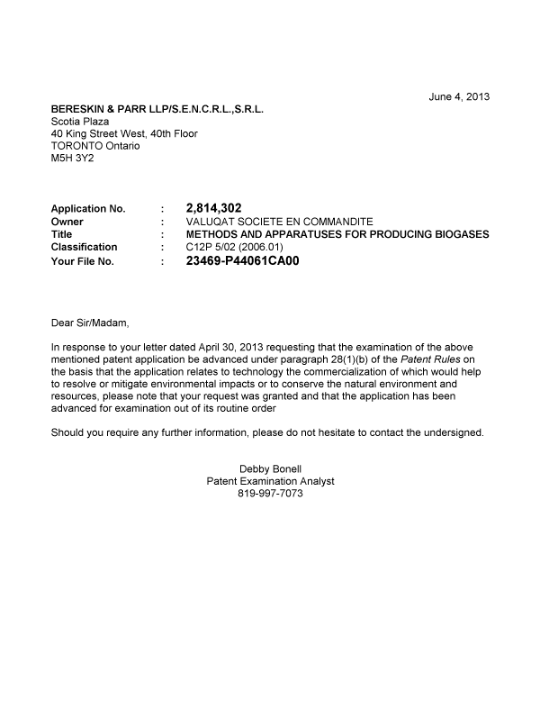 Document de brevet canadien 2814302. Poursuite-Amendment 20121204. Image 1 de 1