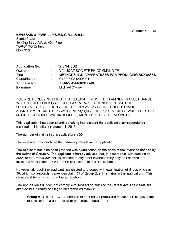 Document de brevet canadien 2814302. Poursuite-Amendment 20121208. Image 1 de 2
