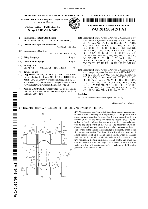 Document de brevet canadien 2815196. Abrégé 20130418. Image 1 de 2