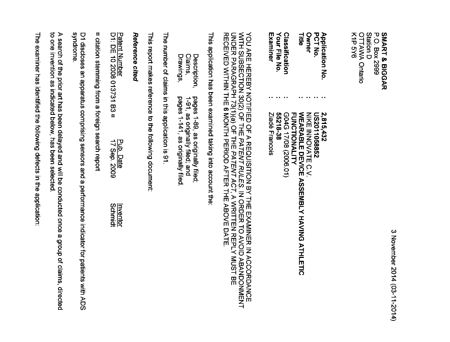 Document de brevet canadien 2815432. Poursuite-Amendment 20131203. Image 1 de 3
