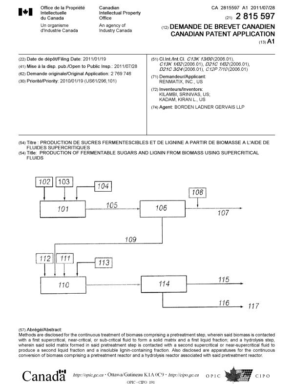 Document de brevet canadien 2815597. Page couverture 20121210. Image 1 de 1