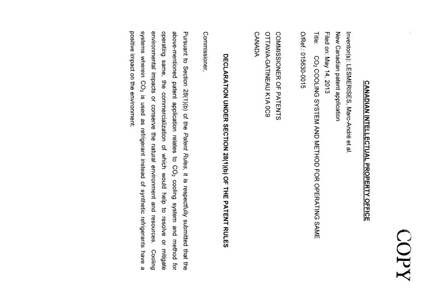 Document de brevet canadien 2815783. Correspondance 20121206. Image 3 de 3
