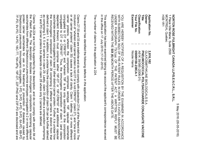 Document de brevet canadien 2816182. Poursuite-Amendment 20151205. Image 1 de 4