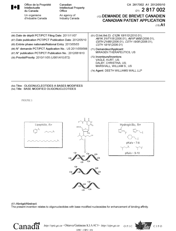 Canadian Patent Document 2817002. Cover Page 20130710. Image 1 of 1