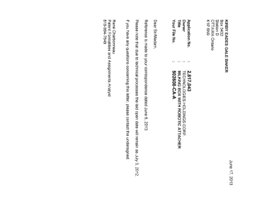 Document de brevet canadien 2817043. Correspondance 20121217. Image 1 de 1