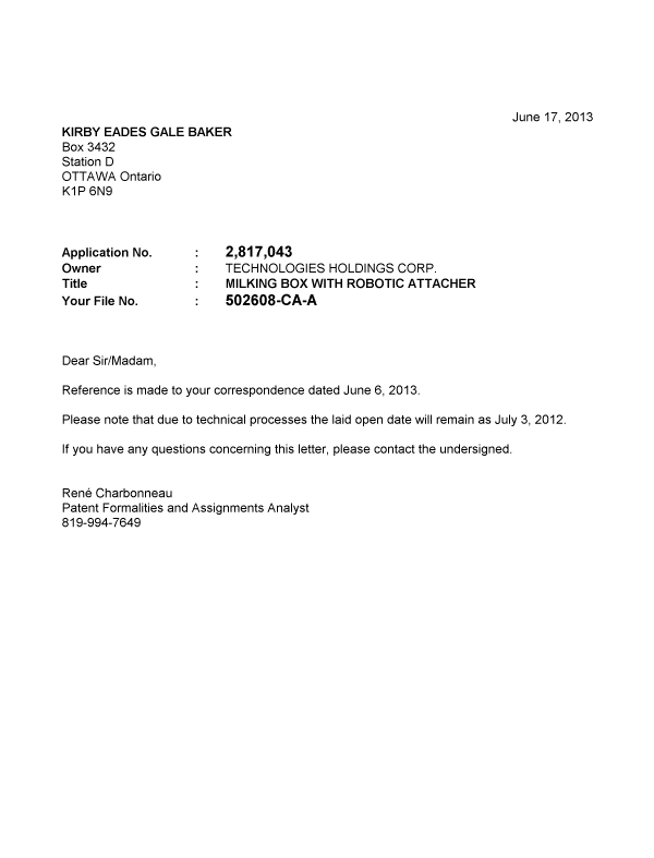 Canadian Patent Document 2817043. Correspondence 20121217. Image 1 of 1