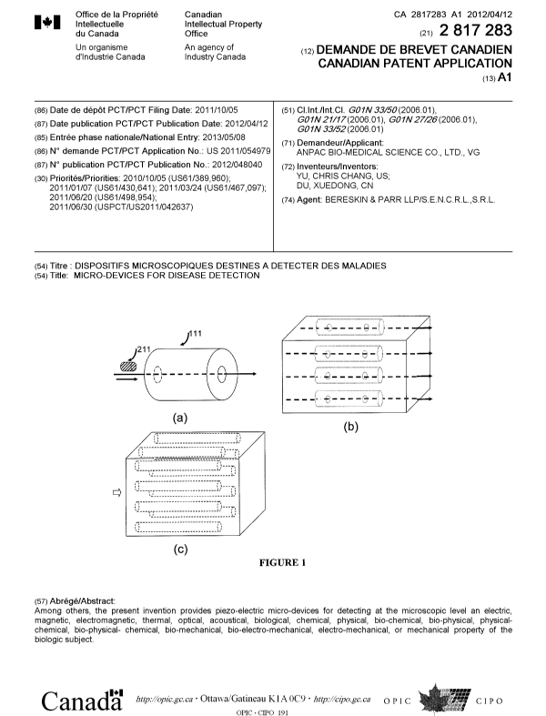 Canadian Patent Document 2817283. Cover Page 20130715. Image 1 of 1