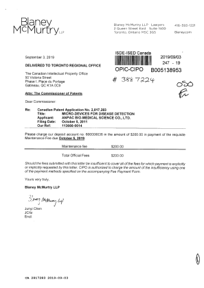 Canadian Patent Document 2817283. Maintenance Fee Payment 20190903. Image 1 of 1