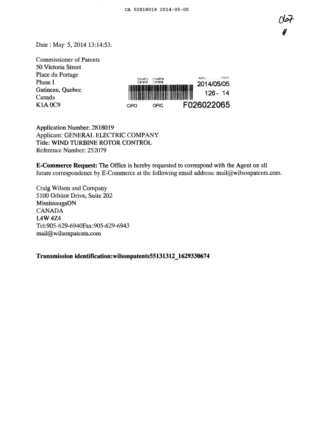 Canadian Patent Document 2818019. Correspondence 20131205. Image 1 of 1