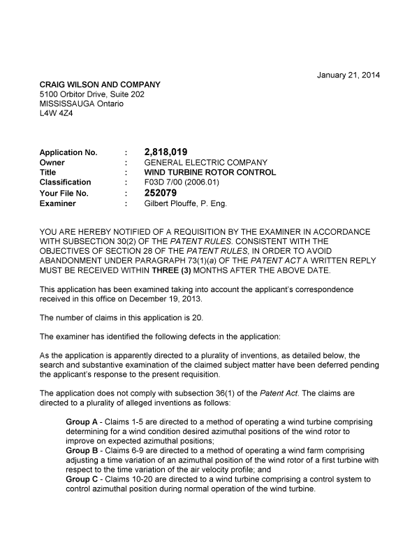 Canadian Patent Document 2818019. Prosecution-Amendment 20131221. Image 1 of 2