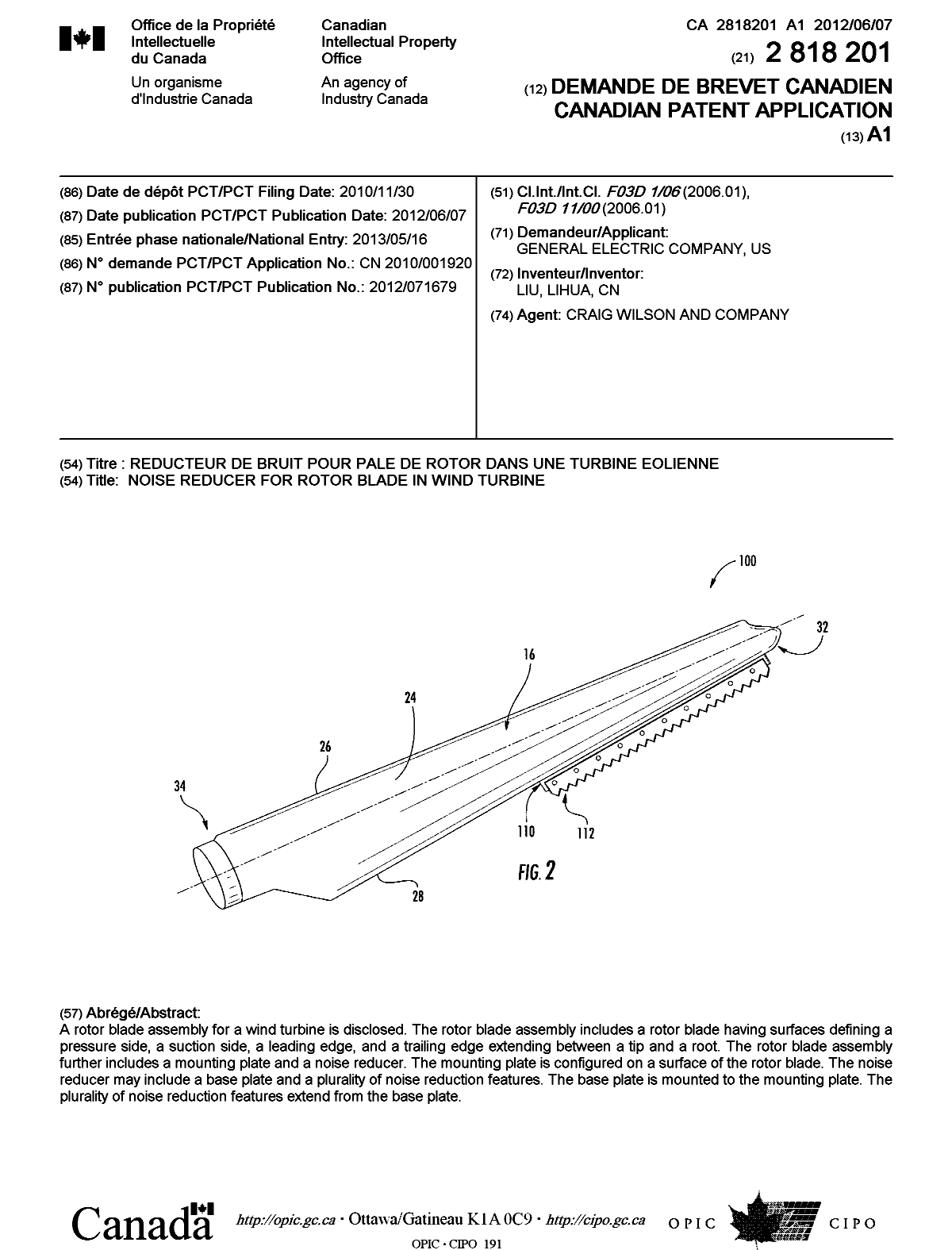 Canadian Patent Document 2818201. Cover Page 20121209. Image 1 of 1