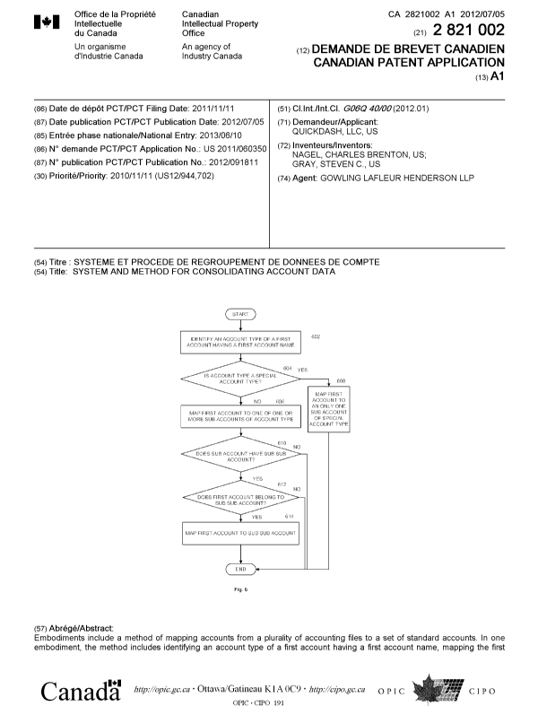 Document de brevet canadien 2821002. Page couverture 20121218. Image 1 de 2