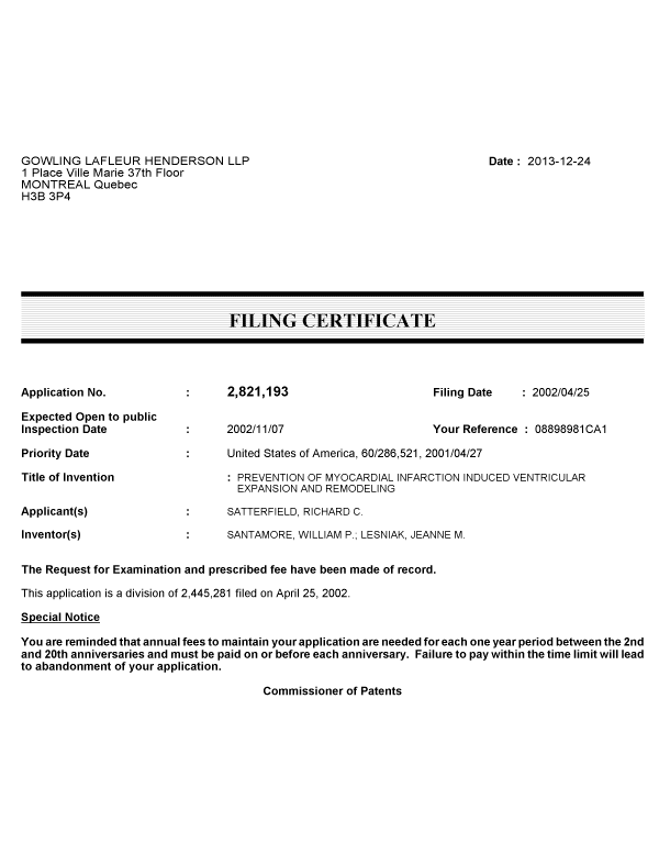 Canadian Patent Document 2821193. Correspondence 20121224. Image 1 of 1