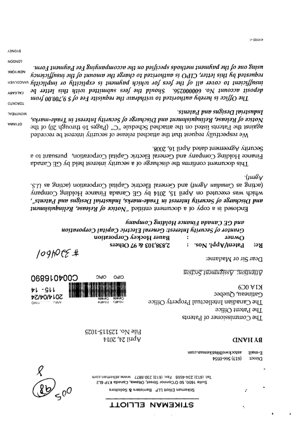 Canadian Patent Document 2821540. Assignment 20131224. Image 1 of 25