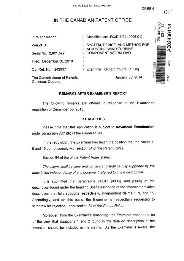 Canadian Patent Document 2821572. Prosecution-Amendment 20131230. Image 1 of 3