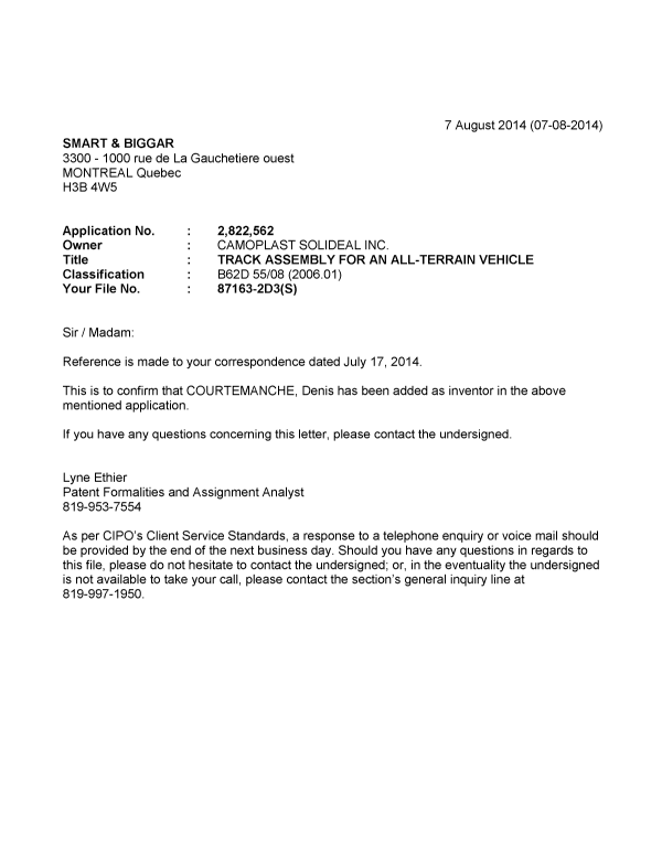 Canadian Patent Document 2822562. Correspondence 20131207. Image 1 of 1