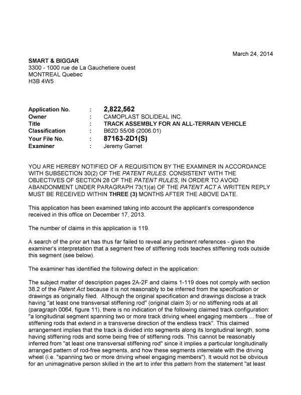 Document de brevet canadien 2822562. Poursuite-Amendment 20131224. Image 1 de 3