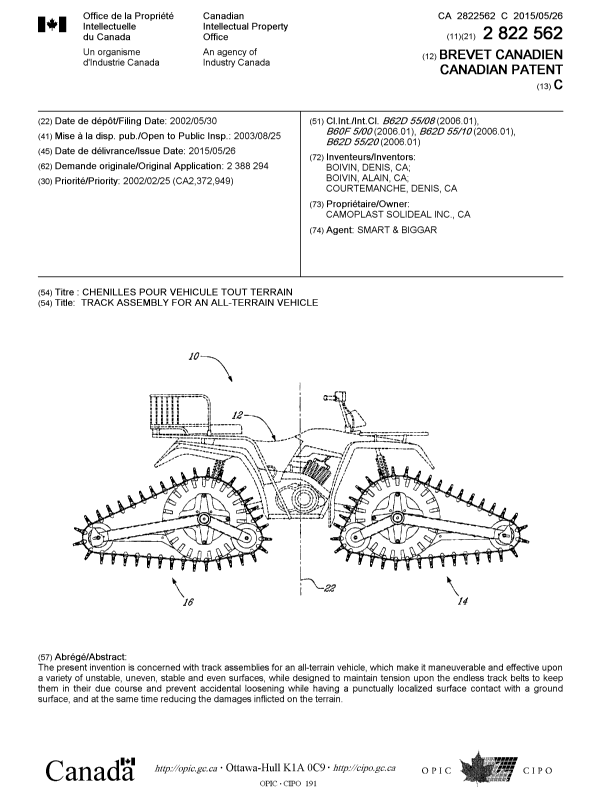 Canadian Patent Document 2822562. Cover Page 20141206. Image 1 of 1
