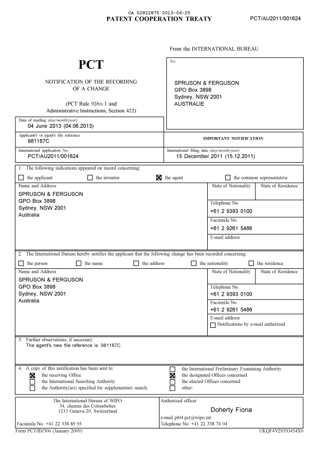 Document de brevet canadien 2822875. PCT 20121225. Image 1 de 7