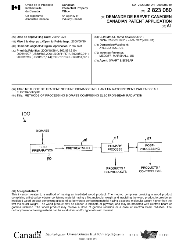 Document de brevet canadien 2823080. Page couverture 20121206. Image 1 de 1