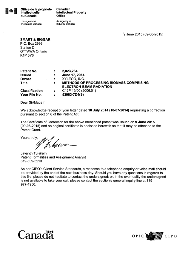 Document de brevet canadien 2823264. Poursuite-Amendment 20141209. Image 1 de 2