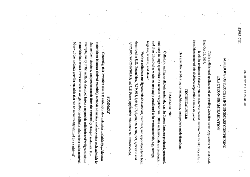 Document de brevet canadien 2823312. Description 20131228. Image 1 de 130