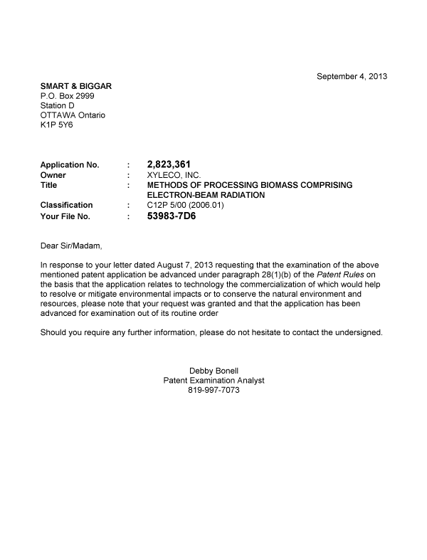 Document de brevet canadien 2823361. Poursuite-Amendment 20121204. Image 1 de 1