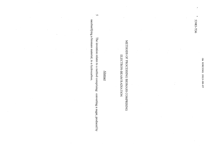 Document de brevet canadien 2823361. Abrégé 20121207. Image 1 de 1