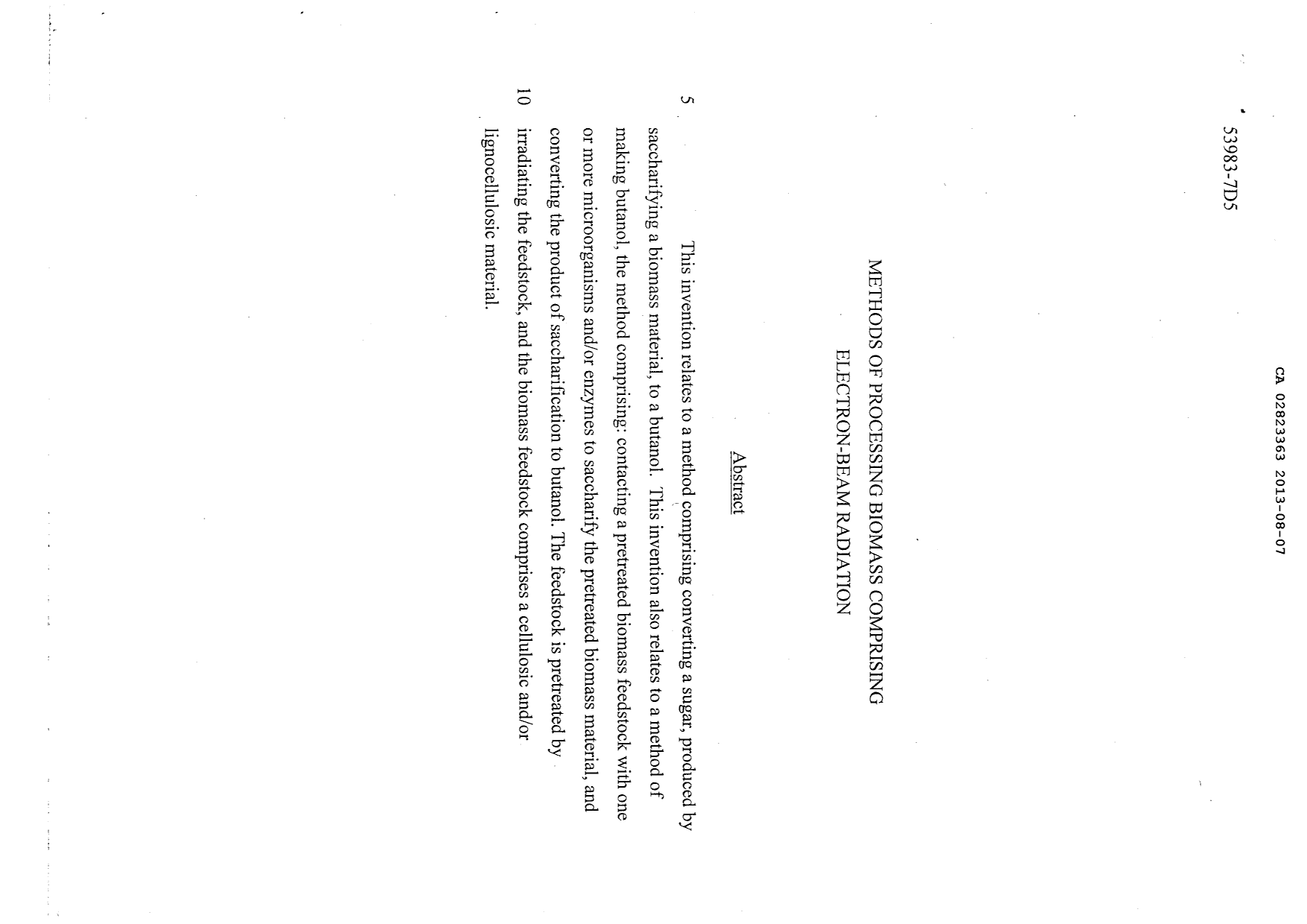 Document de brevet canadien 2823363. Abrégé 20121207. Image 1 de 1