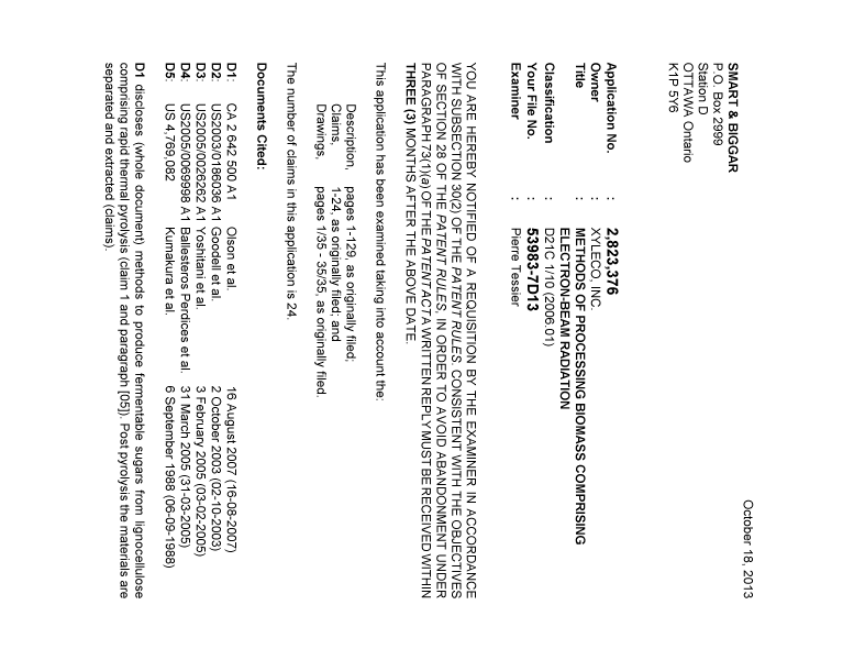 Document de brevet canadien 2823376. Poursuite-Amendment 20121218. Image 1 de 3
