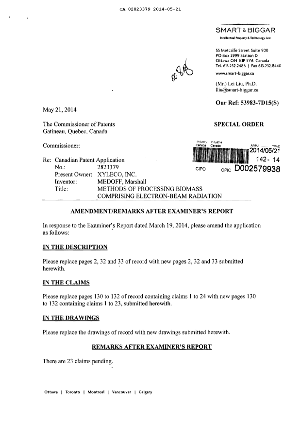Document de brevet canadien 2823379. Poursuite-Amendment 20131221. Image 1 de 48