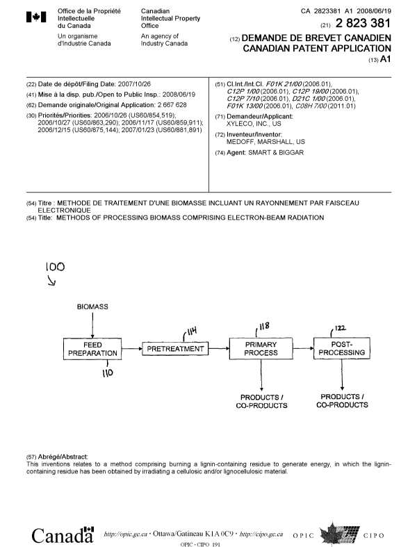Document de brevet canadien 2823381. Page couverture 20121217. Image 1 de 1