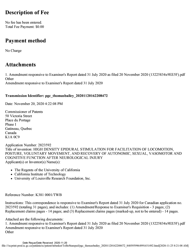 Document de brevet canadien 2823592. Modification 20201120. Image 2 de 34