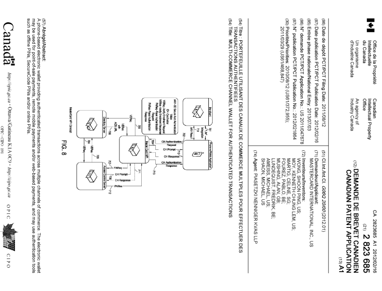 Canadian Patent Document 2823685. Cover Page 20130930. Image 1 of 1