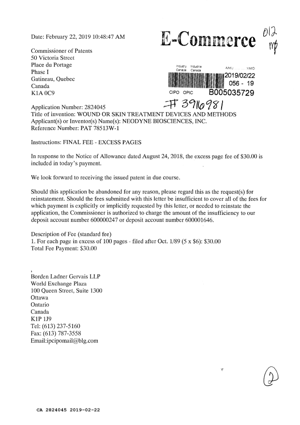 Canadian Patent Document 2824045. Correspondence 20181222. Image 1 of 2