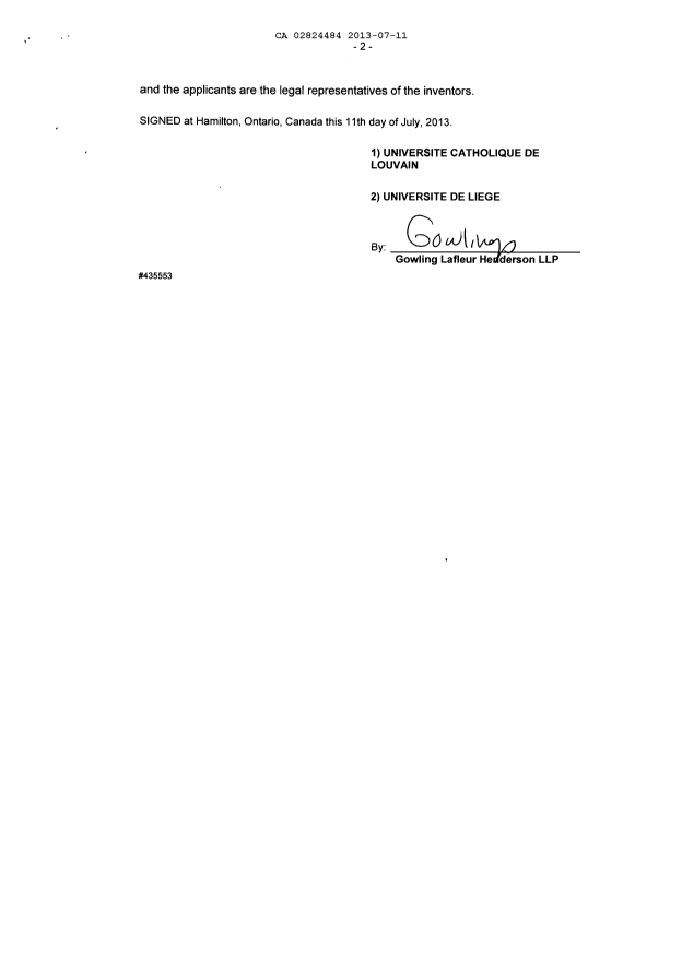 Document de brevet canadien 2824484. Cession 20121211. Image 6 de 6