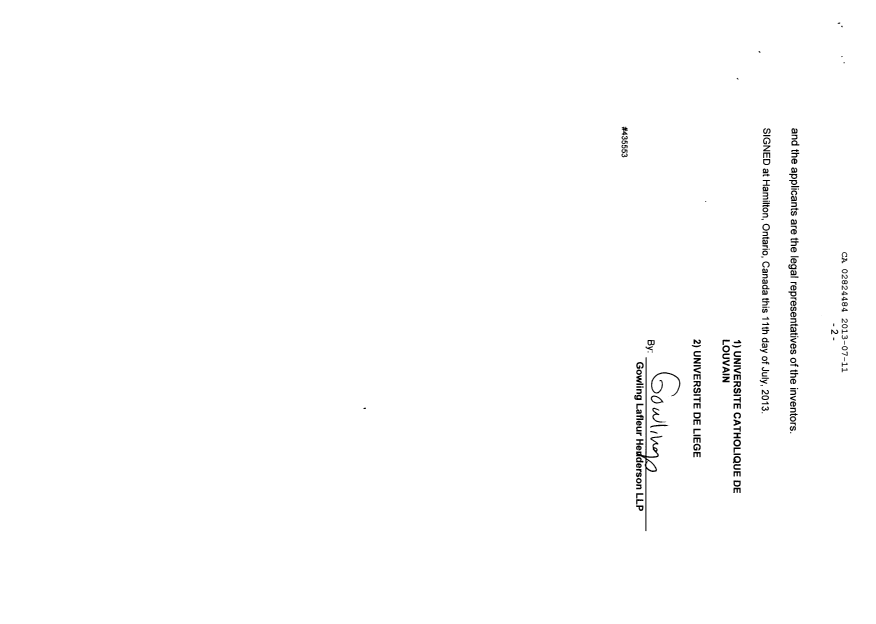 Document de brevet canadien 2824484. Cession 20121211. Image 6 de 6